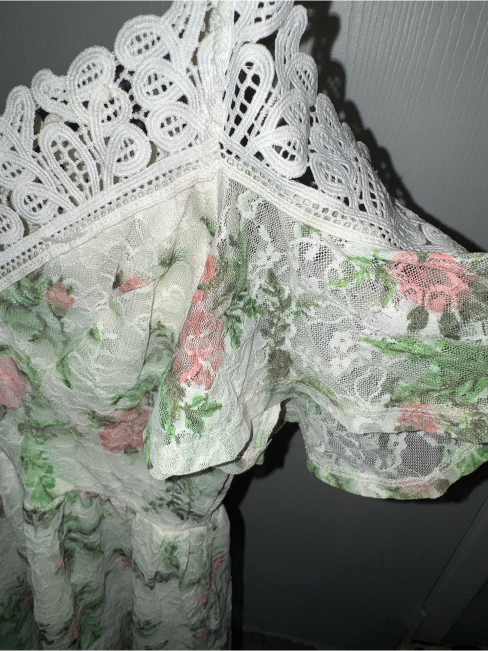 Disney Princess Floral Lace Cold Shoulder Dress Cottagecore Fairycore Small - Picture 5 of 10
